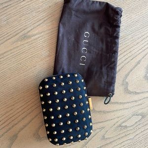 Classic AUTHENTIC Gucci Broadway Studded Black Clutch w Gucci Duster